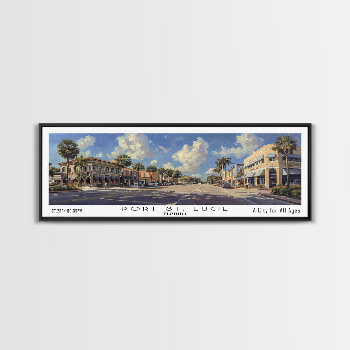 Port St. Lucie Florida Panoramic Print, Stylish Framed Canvas Print, City Travel Poster, Home Decor, Office Wall Art, Gift Idea