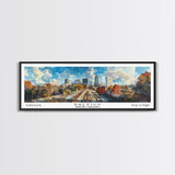 Raleigh North Carolina Panoramic Print, Beautiful Framed Canvas Print, Travel Poster Art, Living Room Decor, Office Wall Art