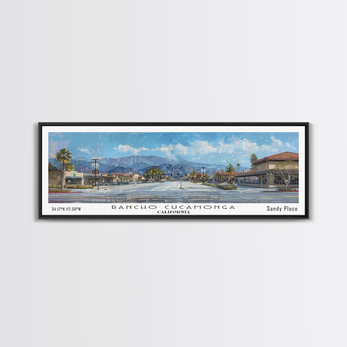 Rancho Cucamonga California Panoramic Print, Stylish Framed Canvas Print, Travel Poster Art, Home Decor, Office Wall Art