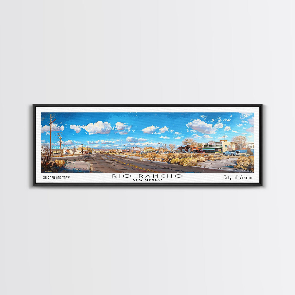 Rio Rancho New Mexico Panoramic Print, Elegant Framed Canvas Print, City Travel Poster, Home Decoration, Office Wall Art