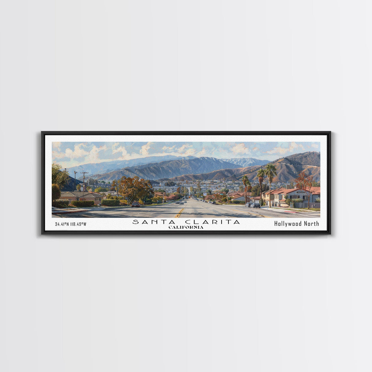 Santa Clarita California Travel Poster, Framed Canvas Print, Wall Art, Home Decor, Travel Print, Living Room Art, Artistic Gift