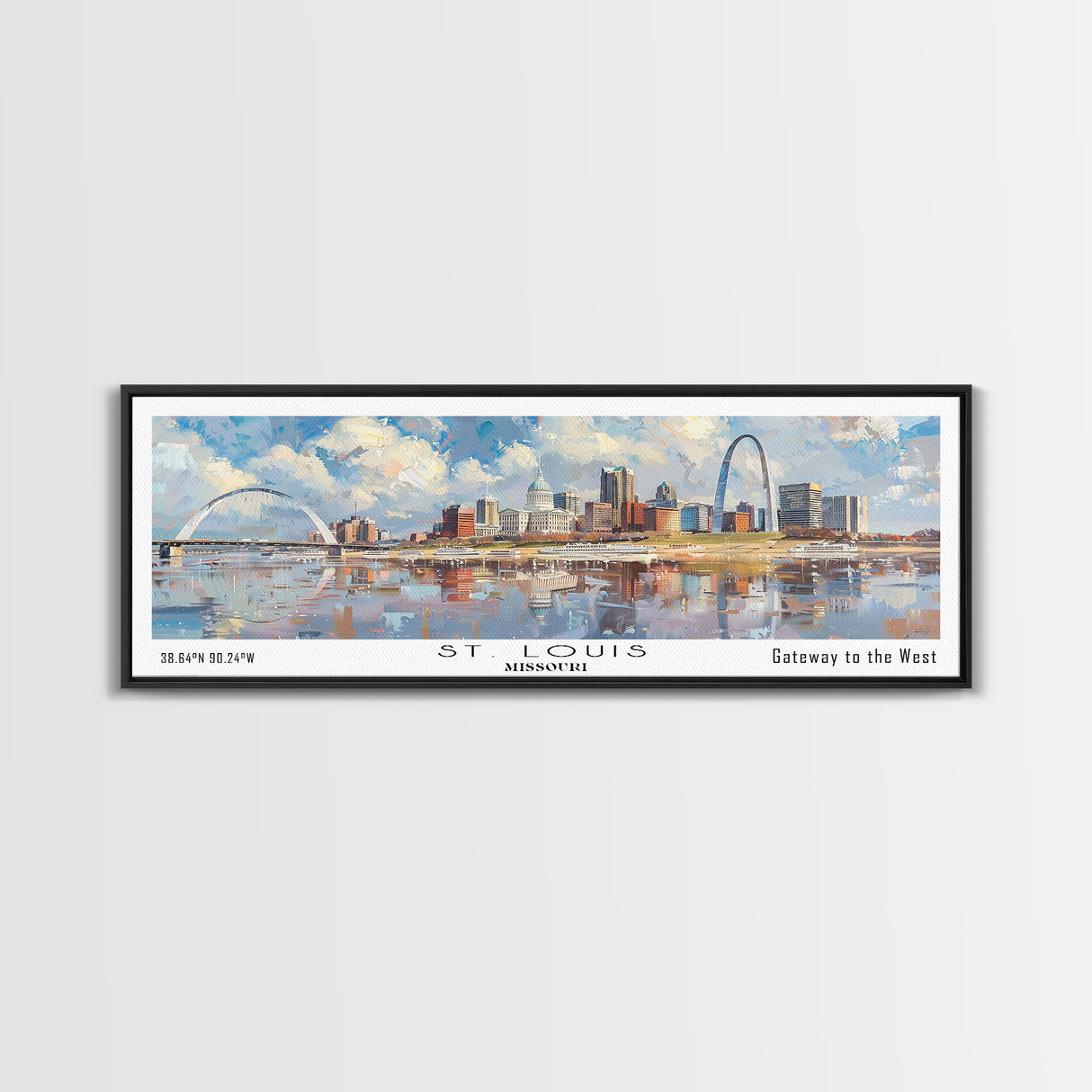 St. Louis Missouri Travel Poster, Framed Canvas Print, Wall Art, Home Decor, Travel Gift, Living Room Art, Retro Style Art, Office Decor