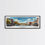 Waterbury Connecticut Panoramic Painting, Framed Canvas Print, Artistic Travel Poster, Retro Wall Art, Unique Office Decor, Living Room Gift