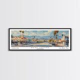 West Covina California Panoramic Framed Canvas Print, Retro Travel Poster, Unique Wall Art, Artistic Living Room Decor, Office Gift, Original Artwork