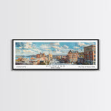 Yonkers New York Panoramic Framed Canvas Print, Retro Style Travel Poster, Artistic Wall Art, Unique Office Decor, Living Room Gift