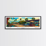 Jacksonville Florida Panoramic Painting Framed Canvas Print, Mid Century Modern Art, Pop Art Style, Travel Poster, Wall Art Decor