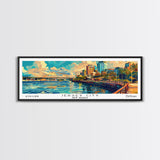 Jersey City New Jersey Panoramic Framed Canvas Print, Retro Style Wall Art, Mid Century Modern Home Decor, Pop Art Travel Poster