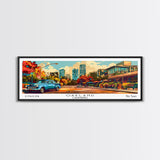 Oakland California Panoramic Wall Art, Pop Art Framed Canvas Print, Mid Century Modern Home Decor, Retro Style Travel Poster