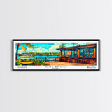 Orlando Florida Panoramic Wall Art, Mid Century Modern Framed Canvas Print, Retro Pop Art Travel Poster, Home Decor