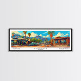 Phoenix Arizona Panoramic Framed Canvas Print, Mid Century Modern Wall Art, Pop Art Home Decor, Retro Style Travel Poster