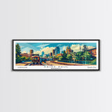 Saint Paul Minnesota Panoramic Framed Canvas Print, Mid Century Modern Pop Art, Retro Wall Art Decor, Travel Poster Painting