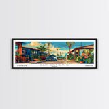 San Antonio Texas Panoramic Wall Art, Mid Century Modern Framed Canvas Print, Retro Pop Art Travel Poster, Home Decor