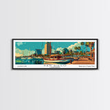 San Diego California Panoramic Painting, Retro Style Framed Canvas Print, Mid Century Modern Wall Art, Pop Art Travel Poster