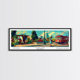 Tulsa Oklahoma Panoramic Painting, Mid Century Modern Framed Canvas Print, Retro Pop Art Travel Poster, Wall Decor, Gift Idea