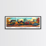 Winston-Salem North Carolina Panoramic Wall Art, Retro Pop Art Framed Canvas Print, Mid Century Modern Travel Poster, Wall Hanging