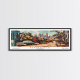 Baltimore Maryland Panoramic Painting, Mid Century Modern Framed Canvas Print, Retro Pop Art Travel Poster, Wall Decor, Home Decor, Wall Hanging