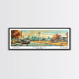 Buffalo New York Panoramic Painting, Mid Century Modern Framed Canvas Print, Retro Pop Art Travel Poster, Wall Decor, Home Decor, Wall Hanging