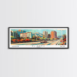 El Paso Texas Panoramic Wall Art, Retro Pop Art Framed Canvas Print, Mid Century Modern Travel Poster, Living Room Decor, Office Wall Art