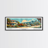 Fremont California Panoramic Painting, Mid Century Modern Framed Canvas Print, Retro Pop Art Travel Poster, Wall Decor, Gift Idea, Home Decor