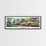 Indianapolis Indiana Panoramic Painting, Mid Century Modern Framed Canvas Print, Retro Pop Art Travel Poster, Wall Art, Living Room Decor, Office Wall Art