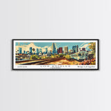 Los Angeles California Panoramic Wall Art, Mid Century Modern Framed Canvas Print, Retro Pop Art Travel Poster, Home Decor, Office Wall Art, Gift Idea