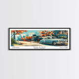 Raleigh North Carolina Panoramic Painting, Mid Century Modern Framed Canvas Print, Retro Pop Art Travel Poster, Living Room and Office Wall Art