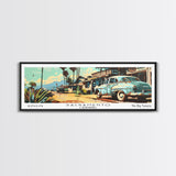 Sacramento California Panoramic Painting, Mid Century Modern Framed Canvas Print, Retro Pop Art Travel Poster, Living Room and Office Wall Art