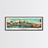 Saint Paul Minnesota Panoramic Wall Art, Mid Century Modern Framed Canvas Print, Retro Pop Art Travel Poster, Living Room and Office Decor