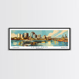 Saint Paul Minnesota Panoramic Painting, Mid Century Modern Framed Canvas Print, Retro Pop Art Travel Poster, Living Room and Office Wall Art