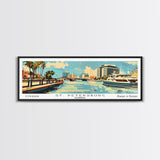 St. Petersburg Florida Panoramic Wall Art, Mid Century Modern Framed Canvas Print, Retro Pop Art Travel Poster, Living Room and Office Wall Art