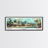 Tucson Arizona Panoramic Wall Art, Mid Century Modern Framed Canvas Print, Retro Pop Art Travel Poster, Living Room and Office Decor