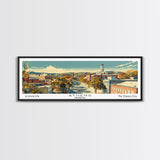 Athens Georgia Panoramic Painting, Mid Century Modern Framed Canvas Print, Retro Pop Art Travel Poster, Living Room Wall Art Decor, City Print