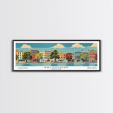 Baltimore Maryland Panoramic Painting, Mid Century Modern Framed Canvas Print, Retro Pop Art Travel Poster, Office Wall Art, City Print