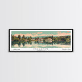 Bellevue Washington Panoramic Painting, Mid Century Modern Framed Canvas Print, Retro Pop Art Travel Poster, Office Wall Art, City Print