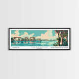 Clearwater Florida Panoramic Painting, Mid Century Modern Framed Canvas Print, Retro Pop Art Travel Poster, Home Decor, City Art