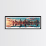 Detroit Michigan Panoramic Painting, Mid Century Modern Framed Canvas Print, Retro Pop Art Travel Poster, City Wall Decor, Home Art