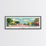 Edinburg Texas Panoramic Wall Art, Mid Century Modern Framed Canvas Print, Retro Pop Art Travel Poster, City Office Art, Living Room Decor