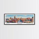 Fargo North Dakota Panoramic Painting, Mid Century Modern Framed Canvas Print, Retro Pop Art Travel Poster, City Wall Art