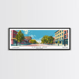 Green Bay Wisconsin Panoramic Art, Mid Century Modern Framed Canvas Print, Retro Pop Art Travel Poster, City Wall Art