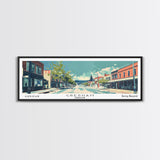 Gresham Oregon Panoramic Art, Mid Century Modern Framed Canvas Print, Retro Pop Art Travel Poster, Office Wall Decor