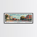 Independence Missouri Panoramic Painting, Mid Century Modern Framed Canvas Print, Retro Pop Art Travel Poster, Home Decor