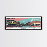 Kent Washington Panoramic Wall Art, Mid Century Modern Framed Canvas Print, Retro Pop Art Travel Poster, Home Wall Art