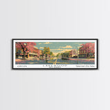 Lakewood New Jersey Panoramic Wall Art, Mid Century Modern Framed Canvas Print, Retro Pop Art Travel Poster, Living Room Art