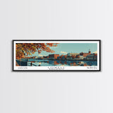 Lowell Mississippi Panoramic Painting, Mid Century Modern Framed Canvas Print, Retro Pop Art Travel Poster, Office Wall Art