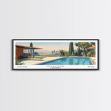 Oakland California Panoramic Painting, Mid Century Modern Framed Canvas Print, Retro Pop Art Travel Poster, City Art, Office Wall Decor, Living Room Art