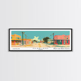 Pearland Texas Panoramic Painting, Mid Century Modern Framed Canvas Print, Retro Pop Art Travel Poster, City Art, Office Wall Decor, Living Room Art