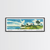 Port St. Lucie Florida Panoramic Painting, Mid Century Modern Framed Canvas Print, Retro Pop Art Travel Poster, City Art, Office Wall Decor, Living Room Art