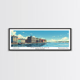 Providence Rhode Island Panoramic Wall Art, Mid Century Modern Framed Canvas Print, Retro Pop Art Travel Poster, City Art, Office Wall Decor, Living Room Art