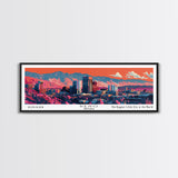 Reno Nevada Panoramic Painting, Mid Century Modern Framed Canvas Print, Retro Pop Art Travel Poster, City Art, Office Wall Decor, Living Room Art