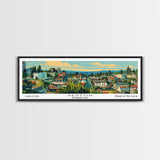 Renton Washington Panoramic Wall Art, Mid Century Modern Framed Canvas Print, Retro Pop Art Travel Poster, City Art, Office Wall Decor, Living Room Art